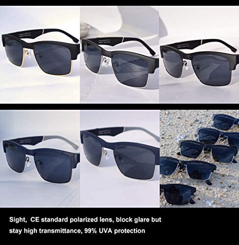 KENTKING Bluetooth Wireless Audio Sunglasses Open Ear Headset Listen Music & Hand-Free Calling with UV400 Polarized Lenses Unisex Compatible for All Smart Phones (Black Frame/Gold) KENTKING Bluetooth Wireless Audio Sunglasses Open Ear Headset Listen Music & Hand-Free Calling with UV400 Polarized Lenses Unisex Compatible for All Smart Phones (Black Frame/Gold)